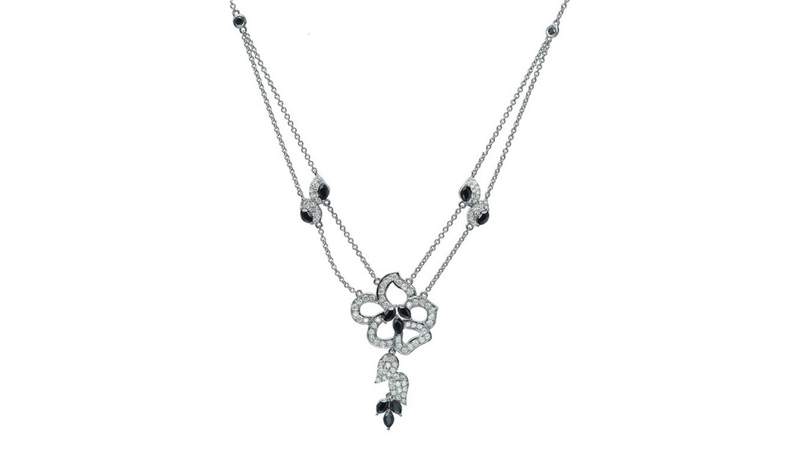 Holy Gems’ “The Pure Flower” necklace is set with black spinel and diamond in 18-karat gold ($28,000)