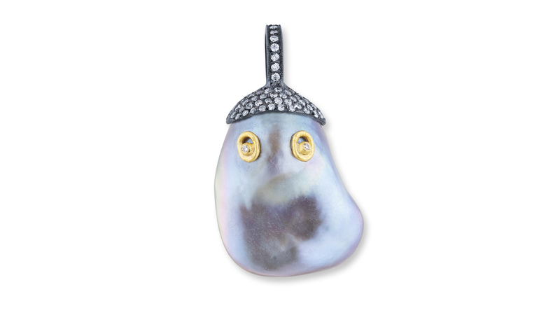 <a href="https://www.likabehar.com/" target="_blank">Lika Behar</a> 24-karat gold and oxidized silver “Boooo” pearl pendant with diamonds ($2,600)