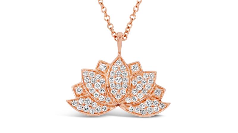 Nicole Rose diamond “Lotus Flower” pendant in 14-karat rose gold