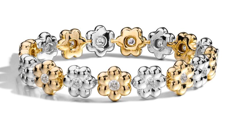 Boochier Diamond Flower Puff Bracelet