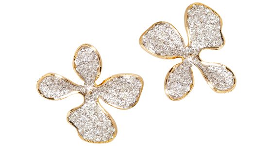 Ritique Orchid studs in 14-karat gold with diamonds ($3,320)