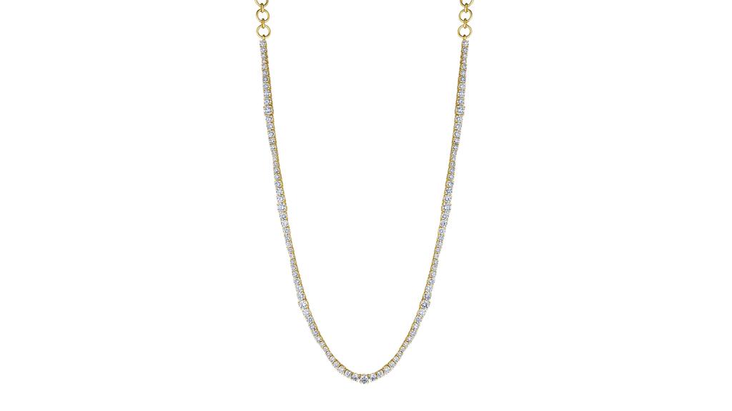 Penny Preville “Wave Collection” tennis necklace in 18-karat yellow gold with 4.31 carats of diamonds