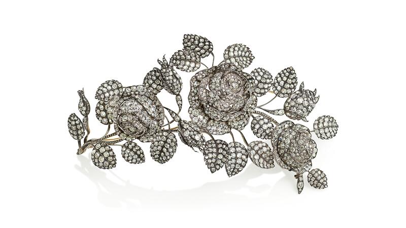 antique diamond rose brooches
