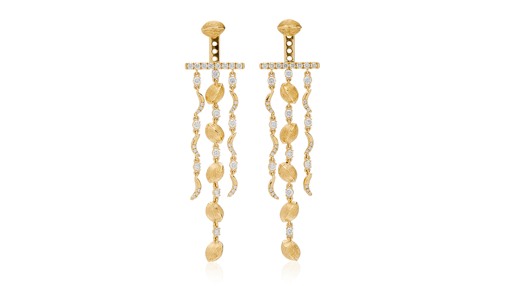 Jam + Rico 18-karat yellow gold and diamond “Tropical Trees Earrings” ($12,600)
