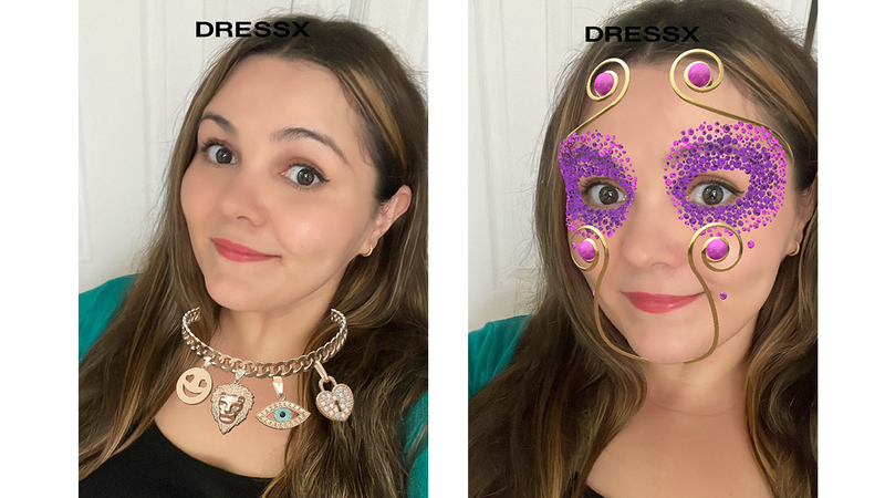 Users can purchase a custom-fit digital image of themselves wearing their favorite look for $40. These are “Charmed Mood” and “Gilded Glam.”