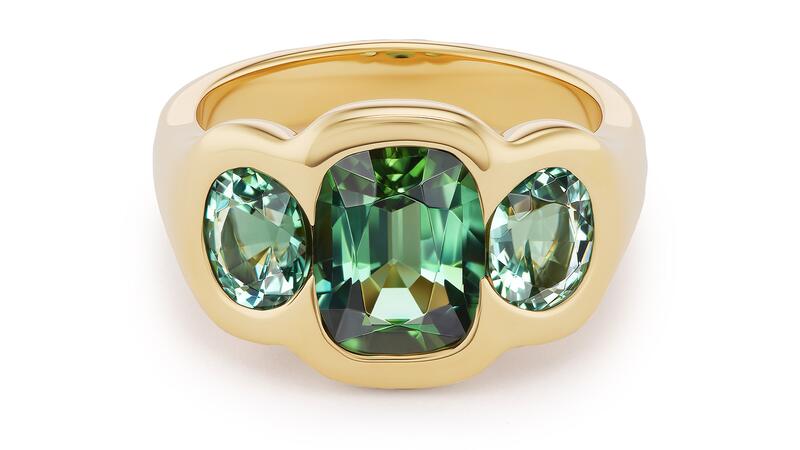 Brent Neale Three Green Tourmaline BNS Ring