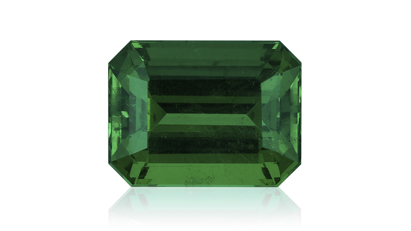 <a href="https://www.supernaturalgems.com" target="_blank">100% Natural Ltd. </a> untreated 7.34-carat Zambian emerald (price upon request). (Photo credit: Brian Moghadan Photography)