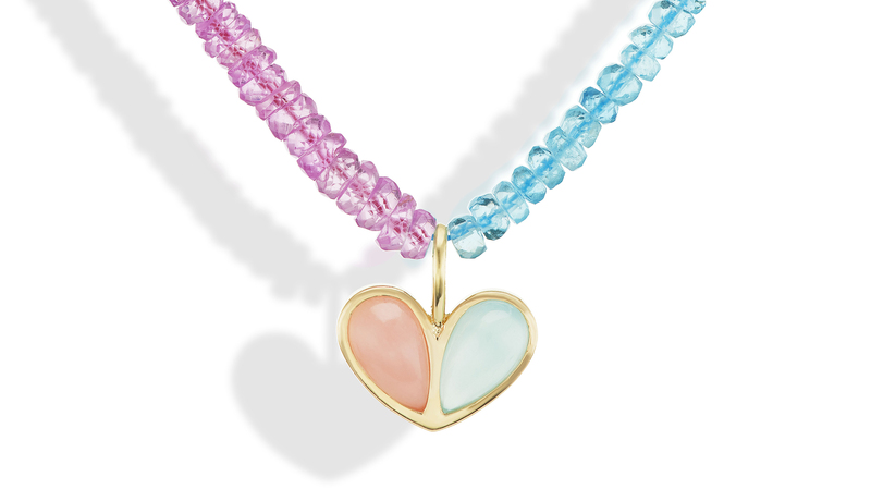 Gemella pink tourmaline and aquamarine beaded necklace with pink opal and aquamarine cabochons set in 18-karat gold ($3,060)