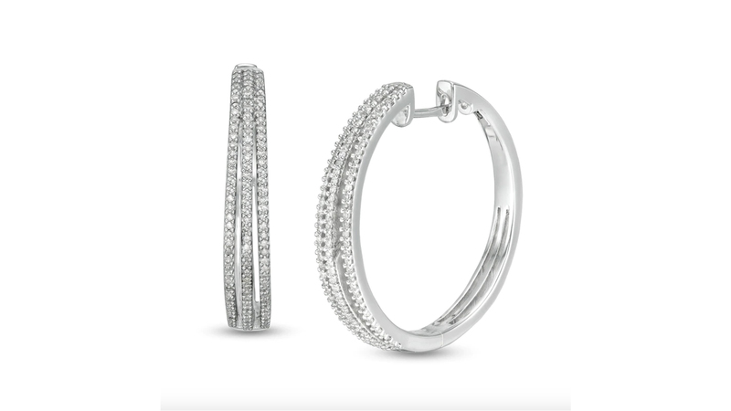 A pair of 0.50-carat diamond split hoop earrings in sterling silver ($199)