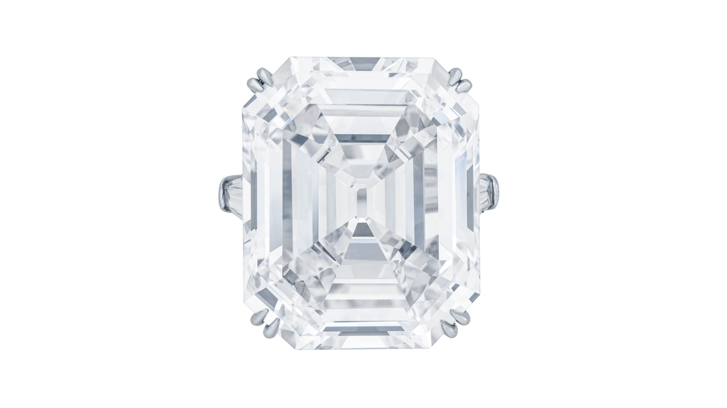 25.2-carat, D-color, potentially IF rectangular-cut diamond ring by Harry Winston (Image courtesy of CHRISTIE'S IMAGES LTD. 2022)