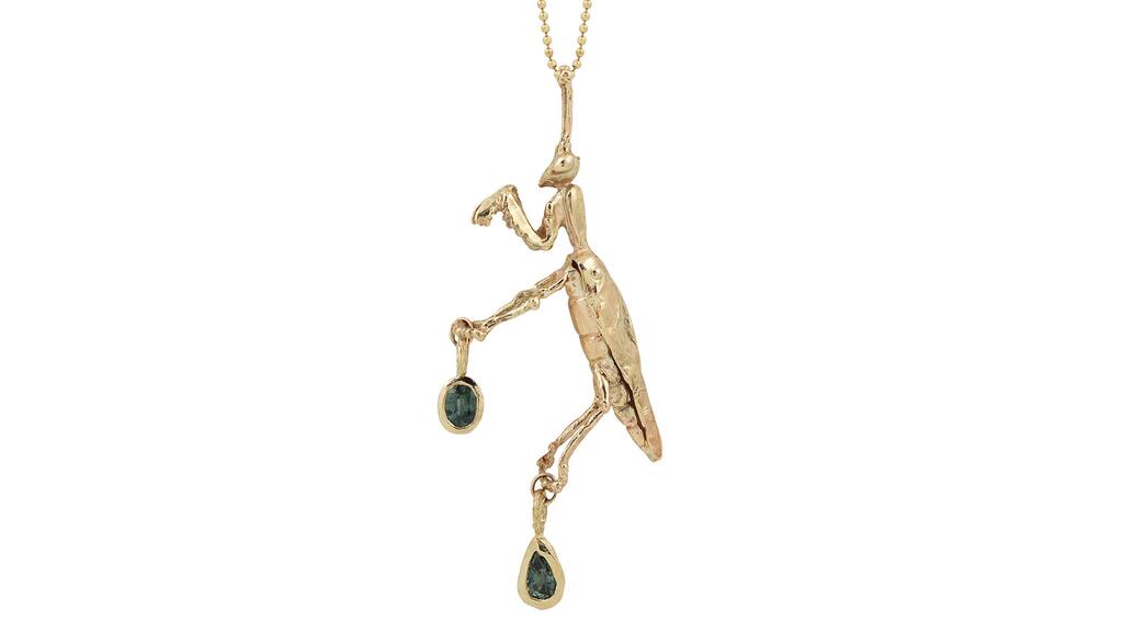 Alexis Pavlantos praying mantis necklace