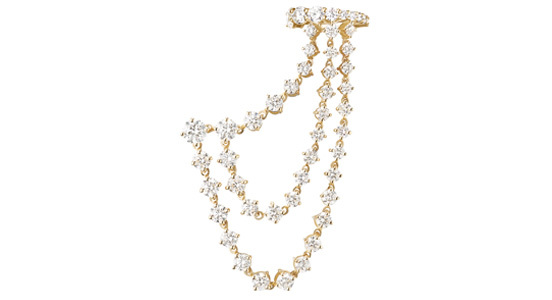 Melissa Kaye 18-karat yellow gold Sadie triple-draped earring with diamonds ($13,750)