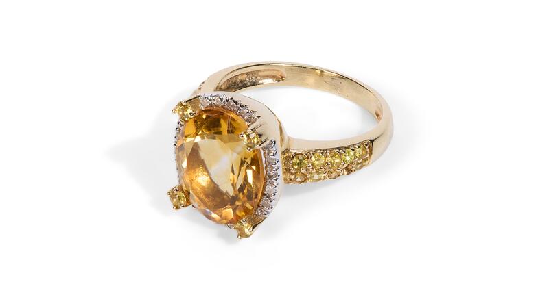 Yellow gold citrine diamond yellow sapphire ring