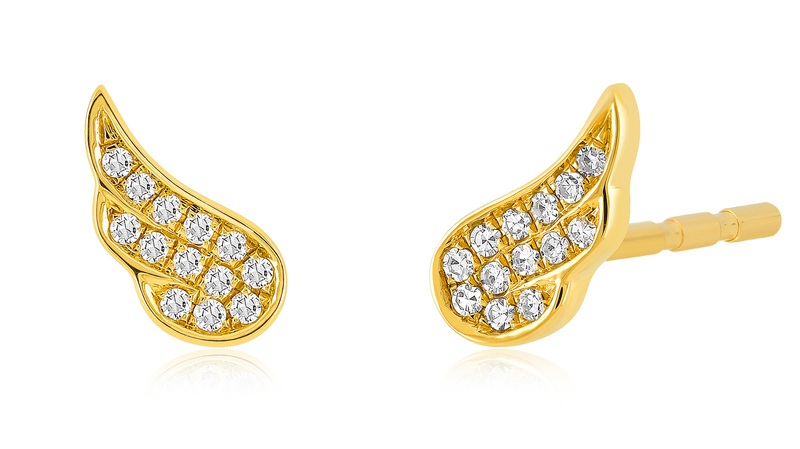 Angel Wing Stud Earrings in 14-karat yellow gold with diamonds ($525)
