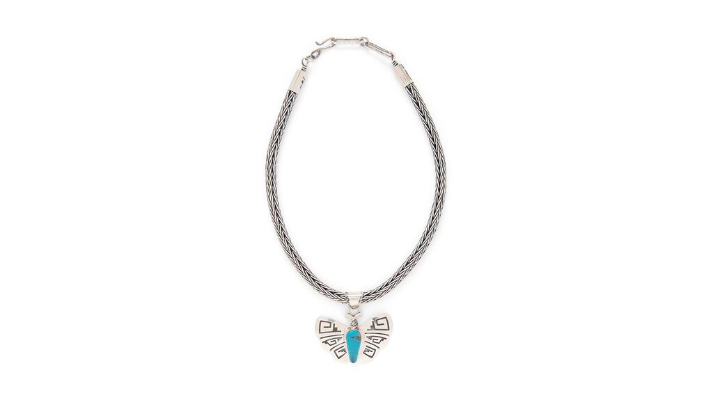 Silver and turquoise butterfly necklace