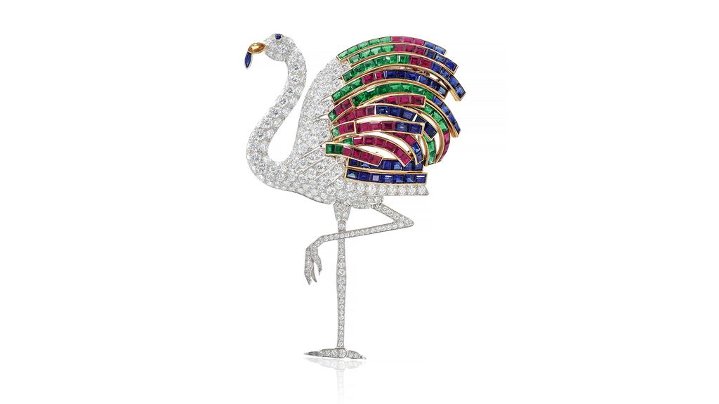 Cartier flamingo gem brooch