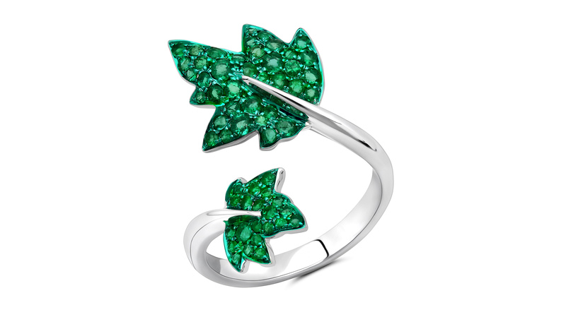 <a href="https://grazielagems.com/" target="_blank">Graziela Gems</a>  18-karat white gold, green rhodium, and emerald ring ($3,575)
