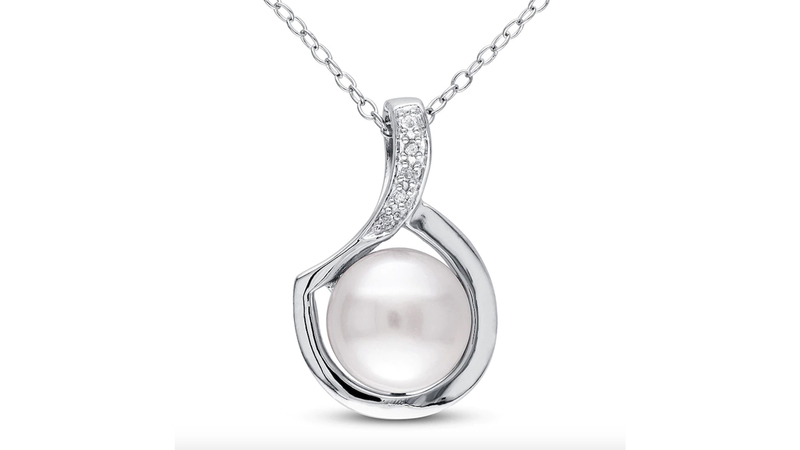 A cultured pearl and diamond accent necklace in sterling silver ($129)