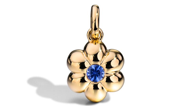 Boochier Blue Sapphire Flower Puff Pendant