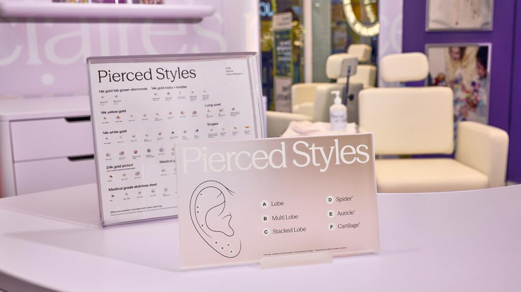 Claire’s piercing styles and earring choices