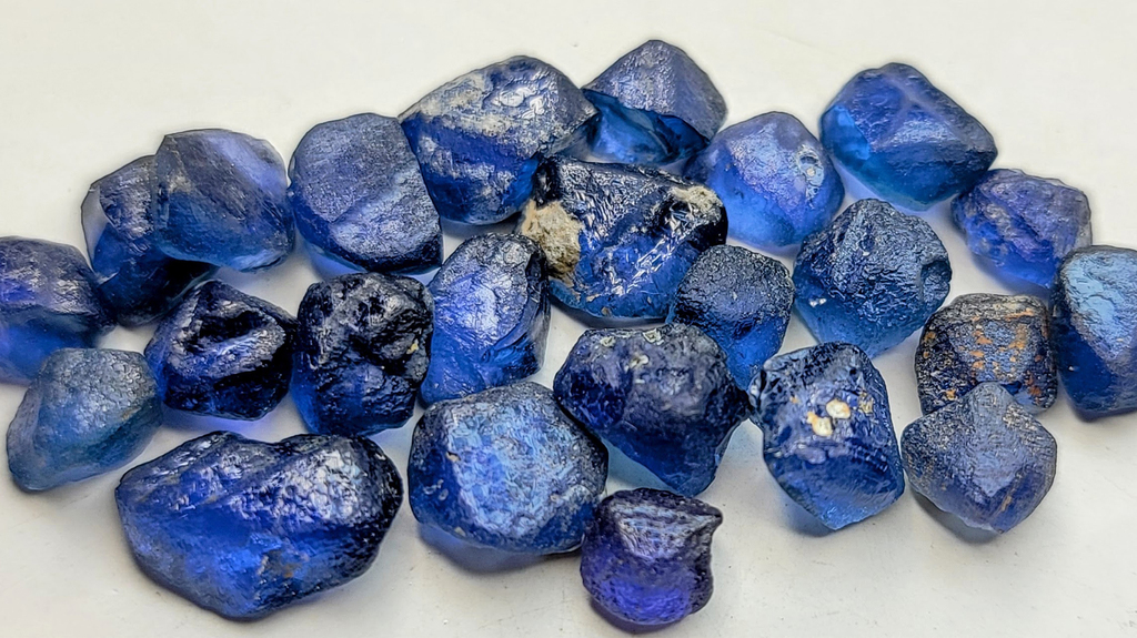 A sample of rough sapphires from the Yogo Mine