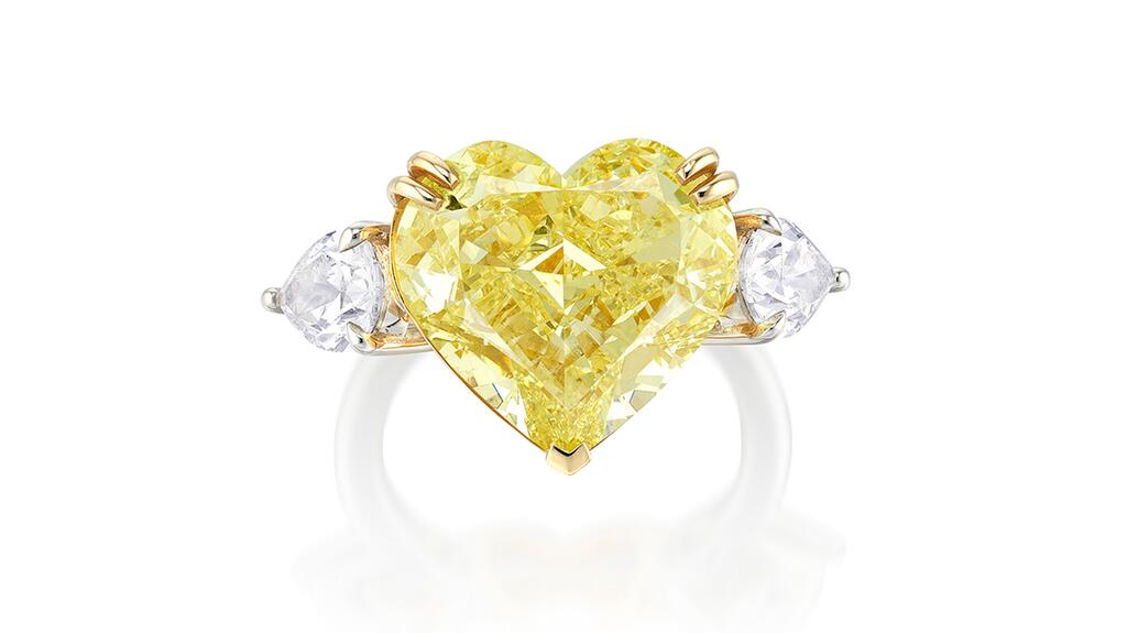 heart shaped yellow diamond 11.08 carats