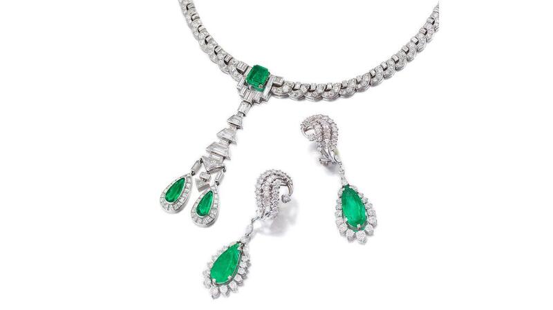Shirley Bassey emerald and diamond necklace