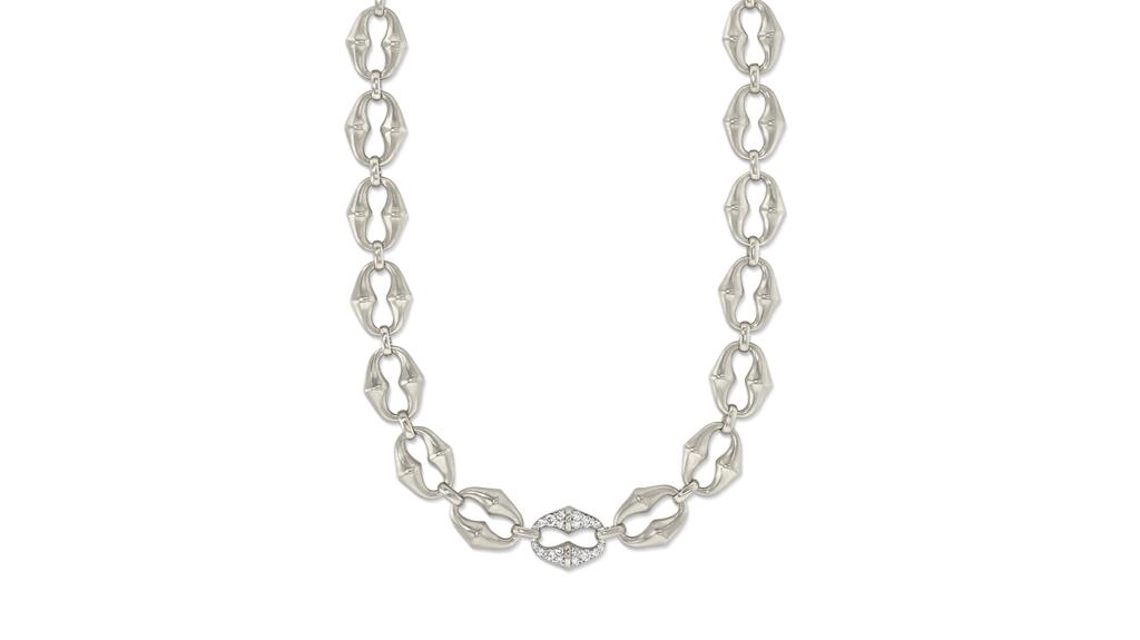 Vram “Chrona Mini Link Necklace” in 18-karat white gold with diamonds