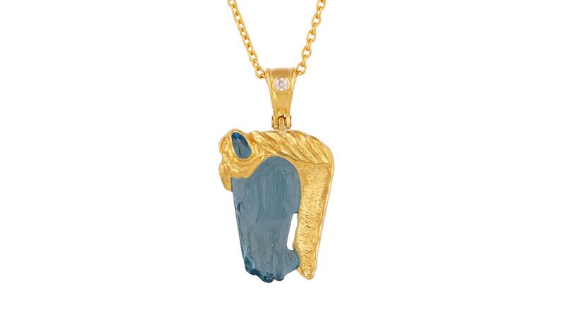 Gurhan Crown Gold Topaz Horse Pendant Necklace