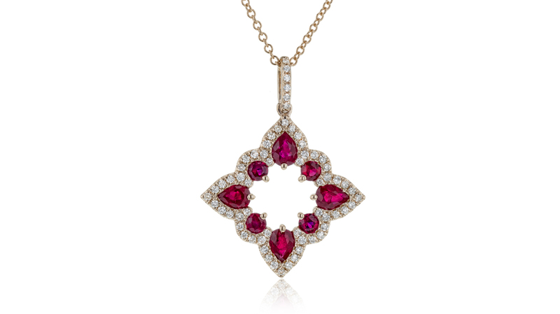 <a href="https://zeghani.com/" target="_blank">Zeghani Jewelry</a> 14-karat rose gold pendant with round diamonds and rubies ($2,200)