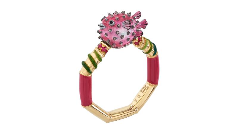 Francesca Villa Fantasia The Swimming Puffer Fish Ring