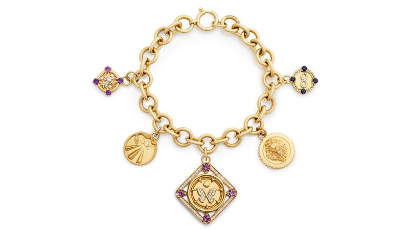 Foundrae Reverie Framed Butterfly Midsized Mixed Link Charmed Bracelet