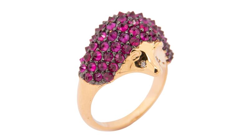 Silvia Furmanovich “Porcupine” ring in 18-karat gold with rubies and diamonds