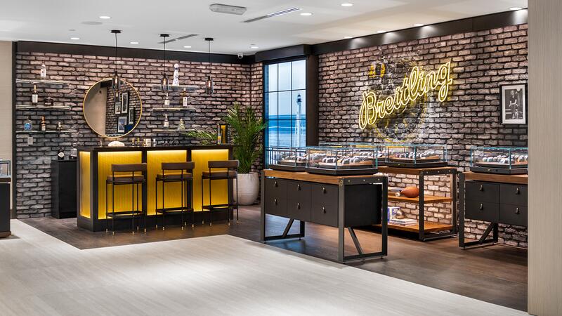 New 2025 J.R. Dunn Jewelers Interior Breitling Salon and Bar