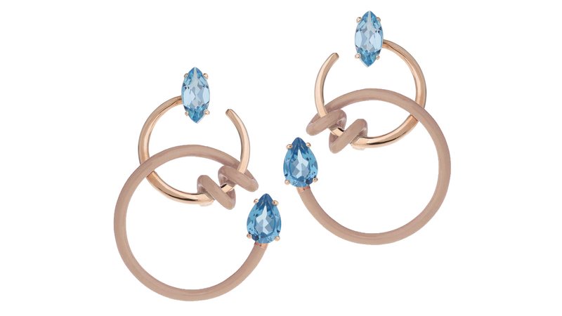 <a href="https://beabongiasca.com/" target="_blank">Bea Bongiasca</a> “Single Curl Vine” Earrings in 9-karat gold and silver with warm taupe enamel and topaz ($1,450)