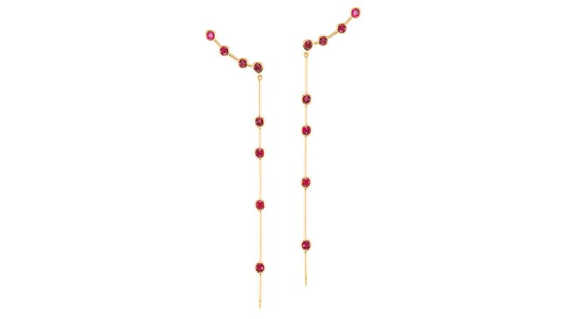 Uniform Object earrings in ruby set in 18-karat gold