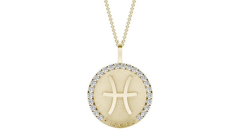 The “Pisces” pendant in 14-karat yellow gold with 2.0mm lab-grown diamonds ($1,499)