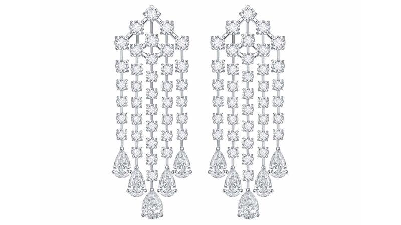 <a href="https://smilingrocks.com/" target="_blank">Smiling Rocks </a> 14-karat white gold chandelier earrings with lab-grown diamonds ($26,999)