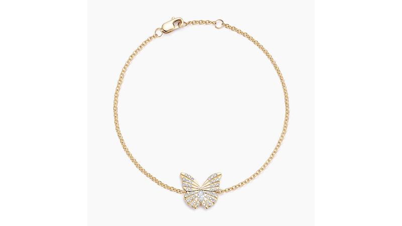 Brilliant Earth and Logan Hollowell butterfly bracelet with lab-grown diamonds