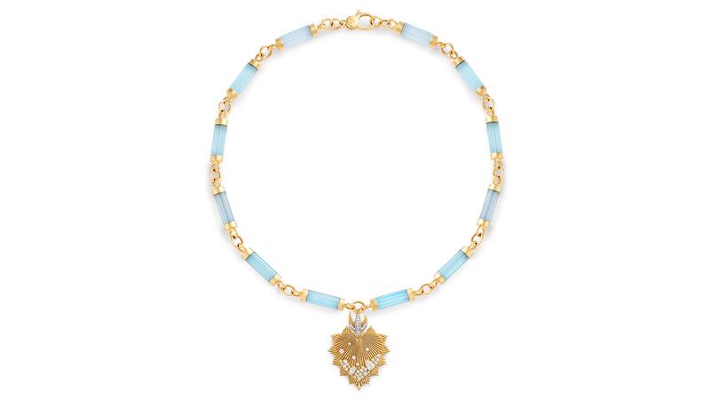 Foundrae Encrusted Heart Love Token and Sparrow Oversized Element Necklace