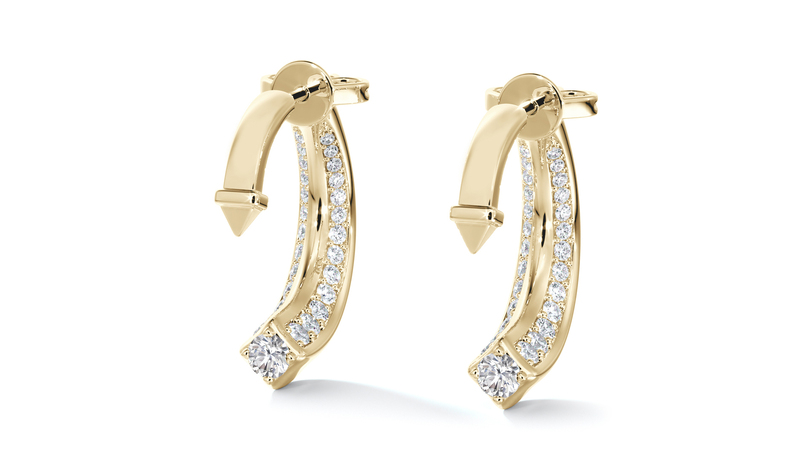 <a href="https://www.forevermark.com/"> De Beers Forevermark</a> “Avaanti Arc Pavé Earrings” in 18-karat yellow gold with diamonds ($3,895)