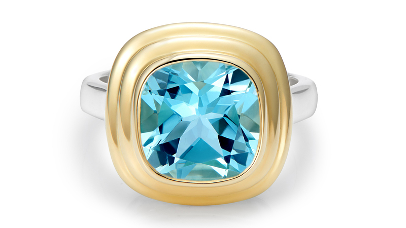 <a href="https://minkajewels.com/" target="_blank">Minka Jewels</a> 14-karat gold and sterling silver sky blue topaz “Athena” ring ($400)