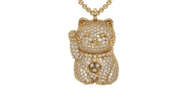 <a href="https://www.alisonnagasue.com/" target="_blank">Alison Nagasue </a> 18-karat “Hope Cat Masterpeace” necklace with diamond pavé ($48,000)