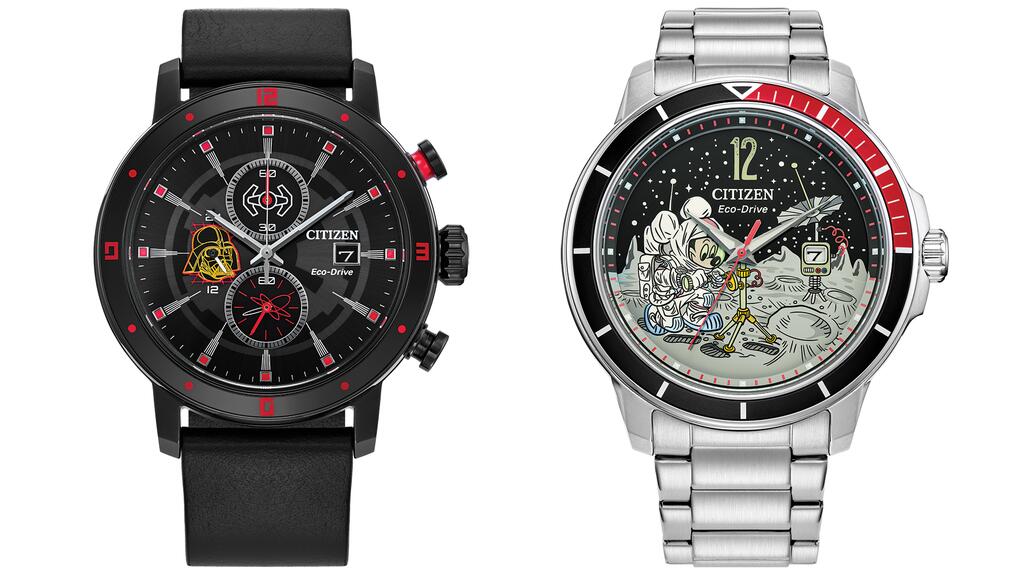 The 1980s watches are space-themed, including the Darth Vader watch and the Disney Mickey Mouse Astronaut watch.
