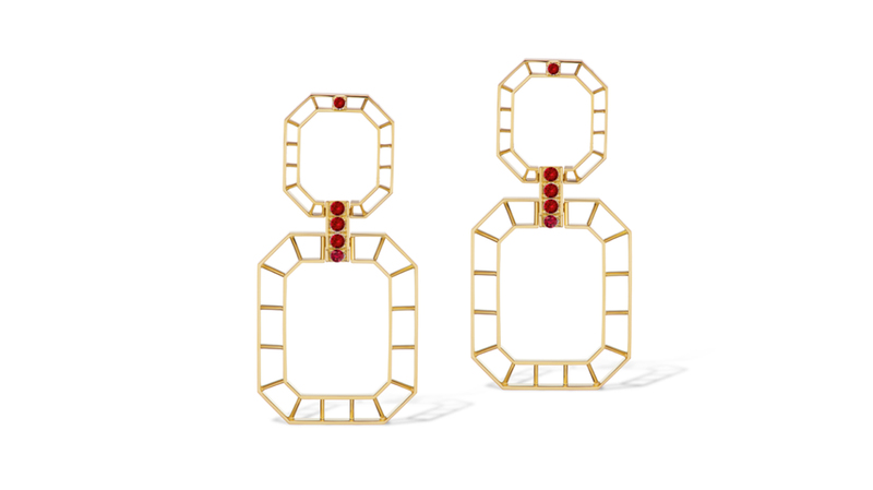 <a href="https://gemellajewels.com/" target="_blank">Gemella</a> 18-karat yellow gold Skeleton Link earrings with ruby ($8,500)