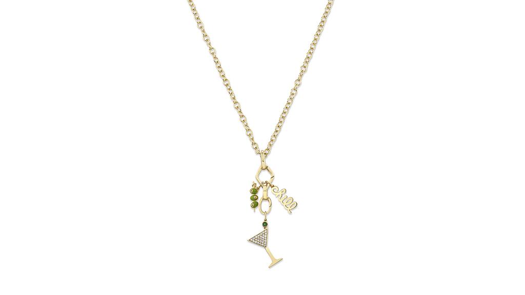 Sydney Evan multi charm martini olives necklace