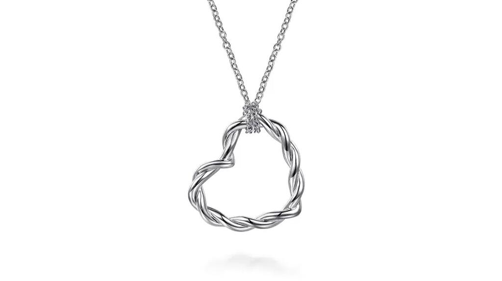 The “Twist Heart” pendant necklace in sterling silver. The Gabriel Love Foundation donates 100% of the proceeds ($100) to JFC’s legacy charity, St. Jude Children's Research Hospital. Gabriel Love Foundation Twist Heart Pendant Necklace JFC St. Jude