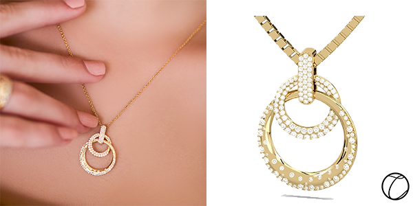 Starry Night Pendant: Our 14-Karat yellow gold Starry Night Pendant with two movable links. One with pavé and the other with scattered diamonds ($1,499)
