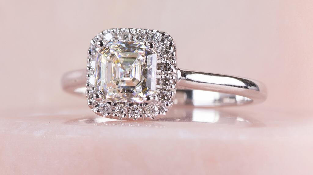 Asscher diamond engagement ring