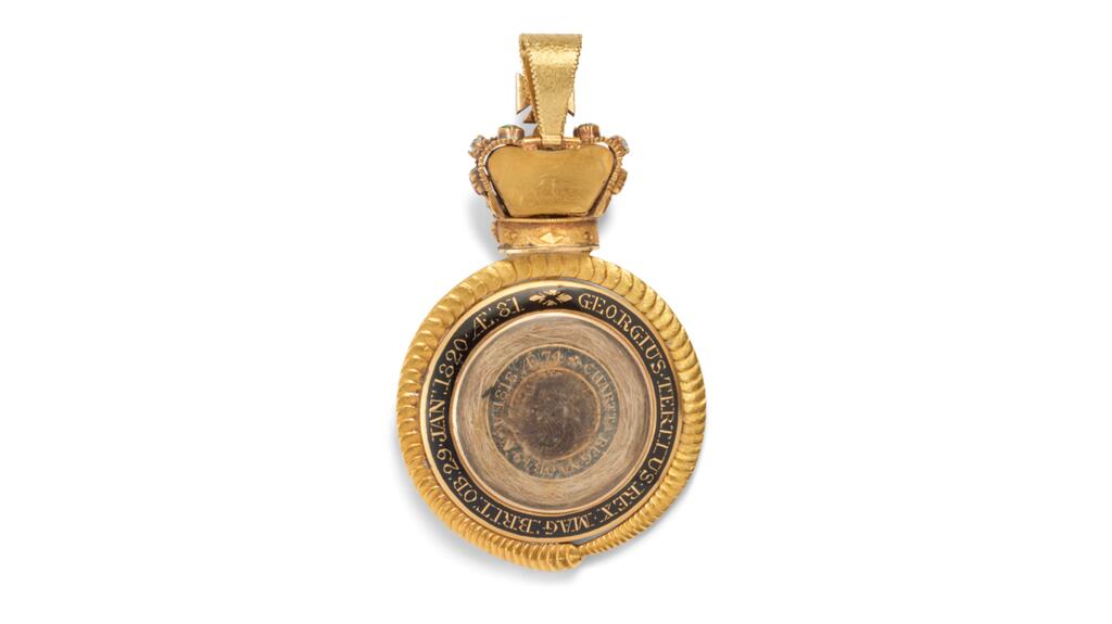 King George III Return from Illness medallion locket pendant with lock of his hair and Queen Charlotte’s hair